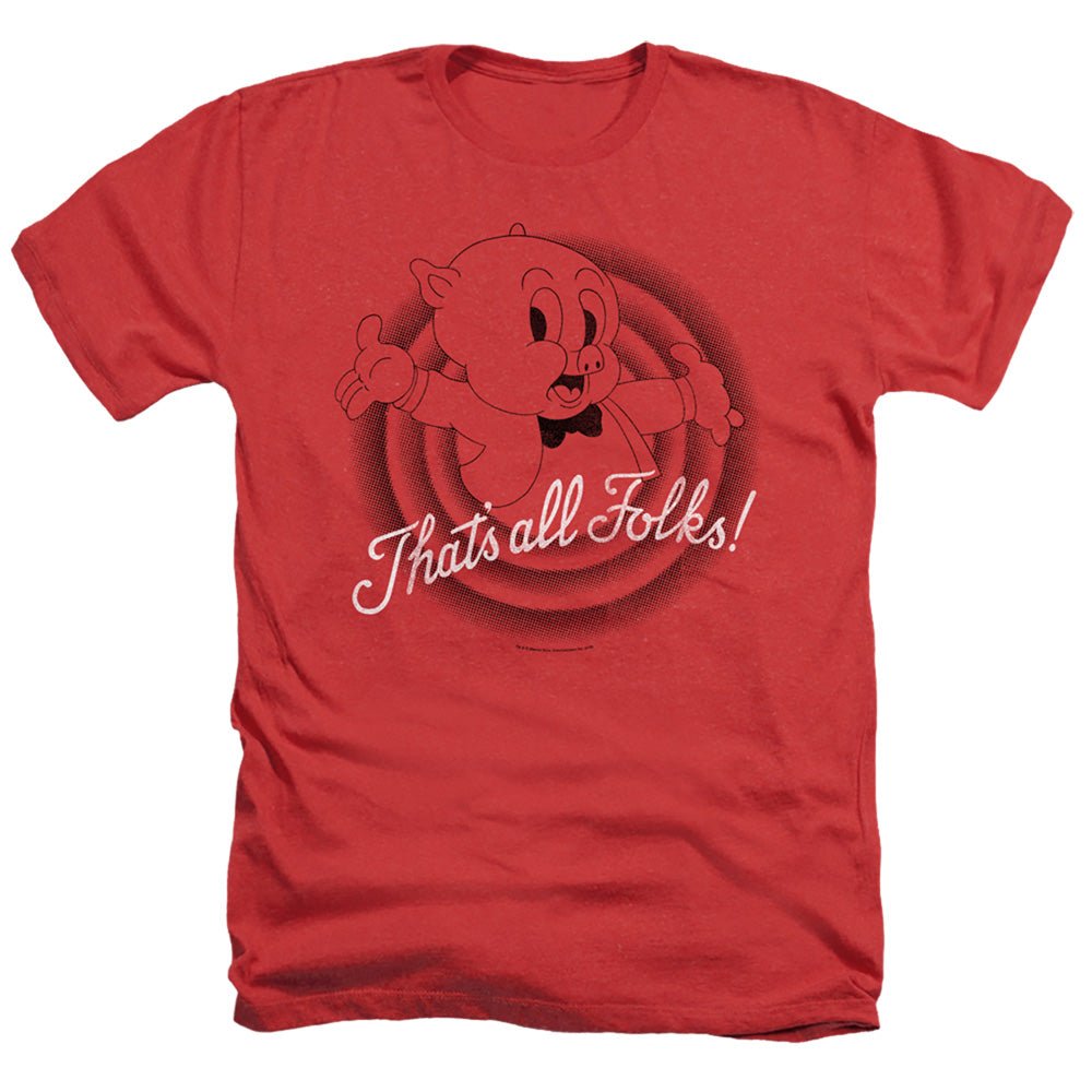 Looney Tunes Thats All Folks Heather Mens T Shirt Red Officially Licensed - POPvault