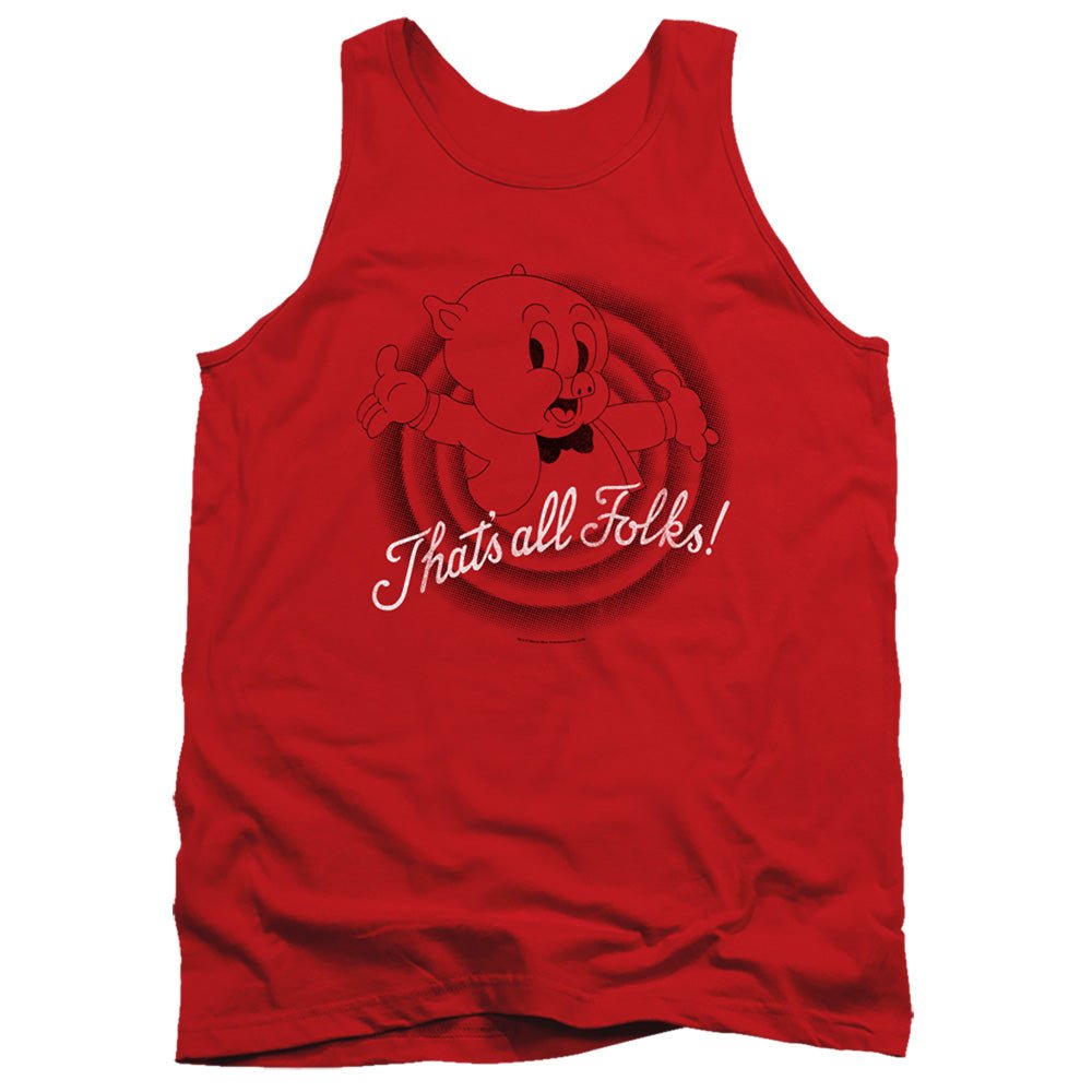 Looney Tunes Thats All Folks Mens Tank Top Shirt Red Officially Licensed - POPvault