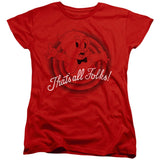 Looney Tunes Thats All Folks Womens T Shirt Red Officially Licensed - POPvault