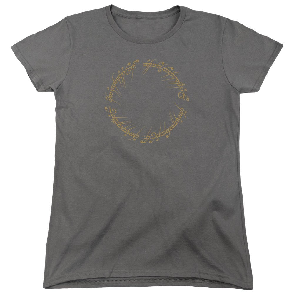 Lord Of The Rings One Ring Womens T Shirt Charcoal Officially Licensed - POPvault