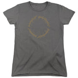 Lord Of The Rings One Ring Womens T Shirt Charcoal Officially Licensed - POPvault