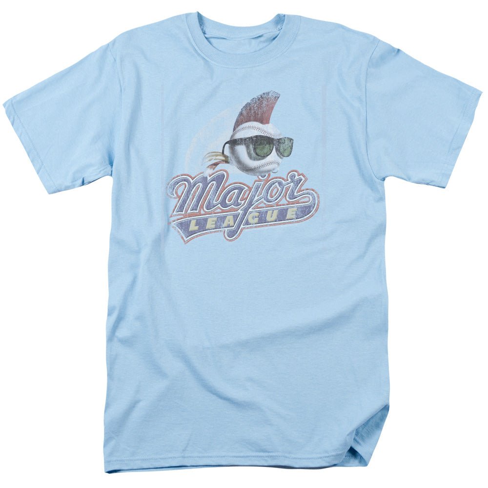 Major League Distressed Logo Mens T Shirt Light Blue Officially Licensed - POPvault