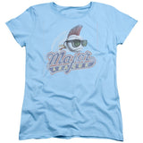Major League Distressed Logo Womens T Shirt Light Blue Officially Licensed - POPvault