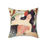 Masters of Art Alphonse Mucha Job Square Indoor Accent Pillow - POPvault
