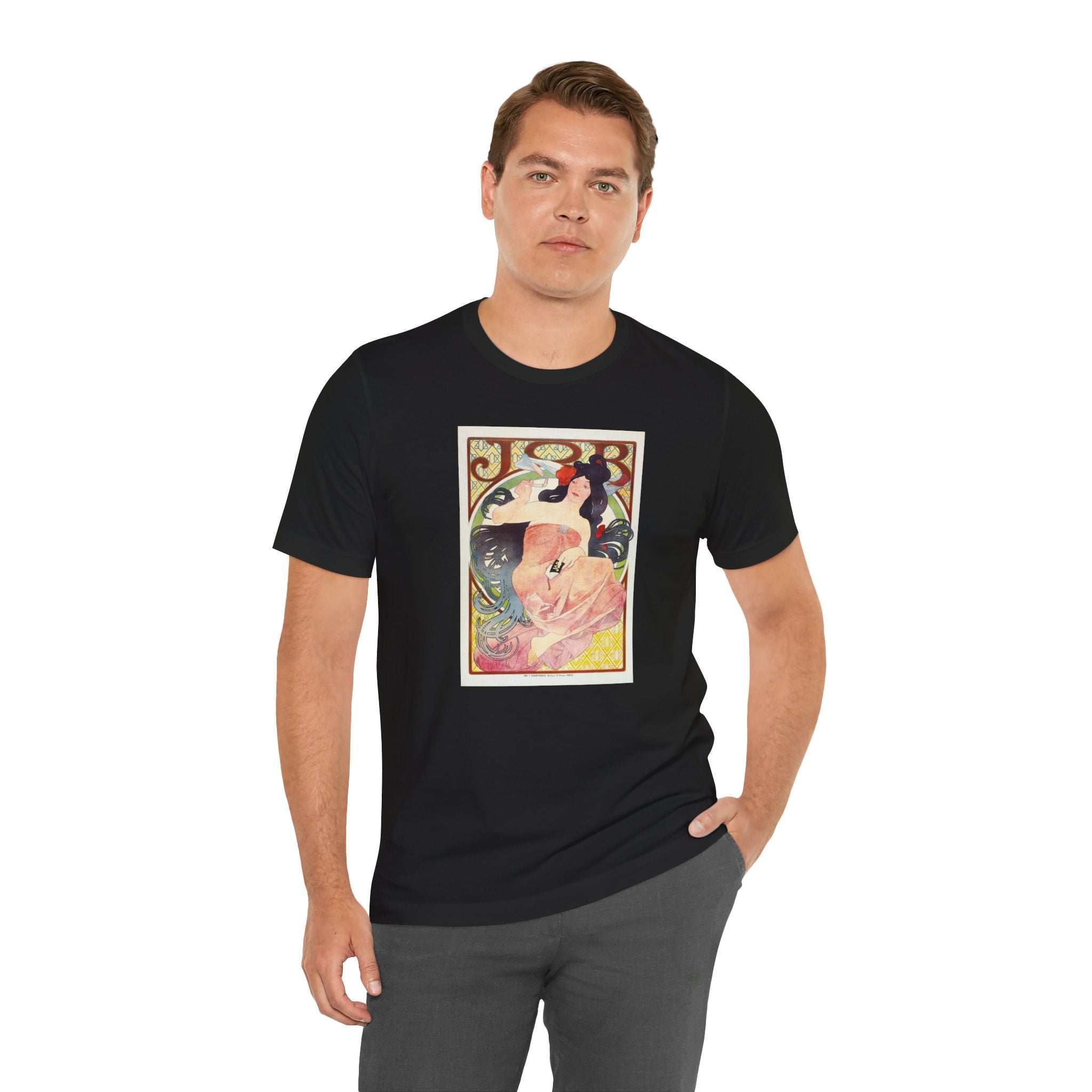 Masters of Art Alphonse Mucha Job Unisex Jersey Short Sleeve T-Shirt - POPvault