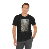 Masters of Art Claude Monet's The Rue Montorgueil in Paris Unisex Jersey Short Sleeve T-Shirt - POPvault