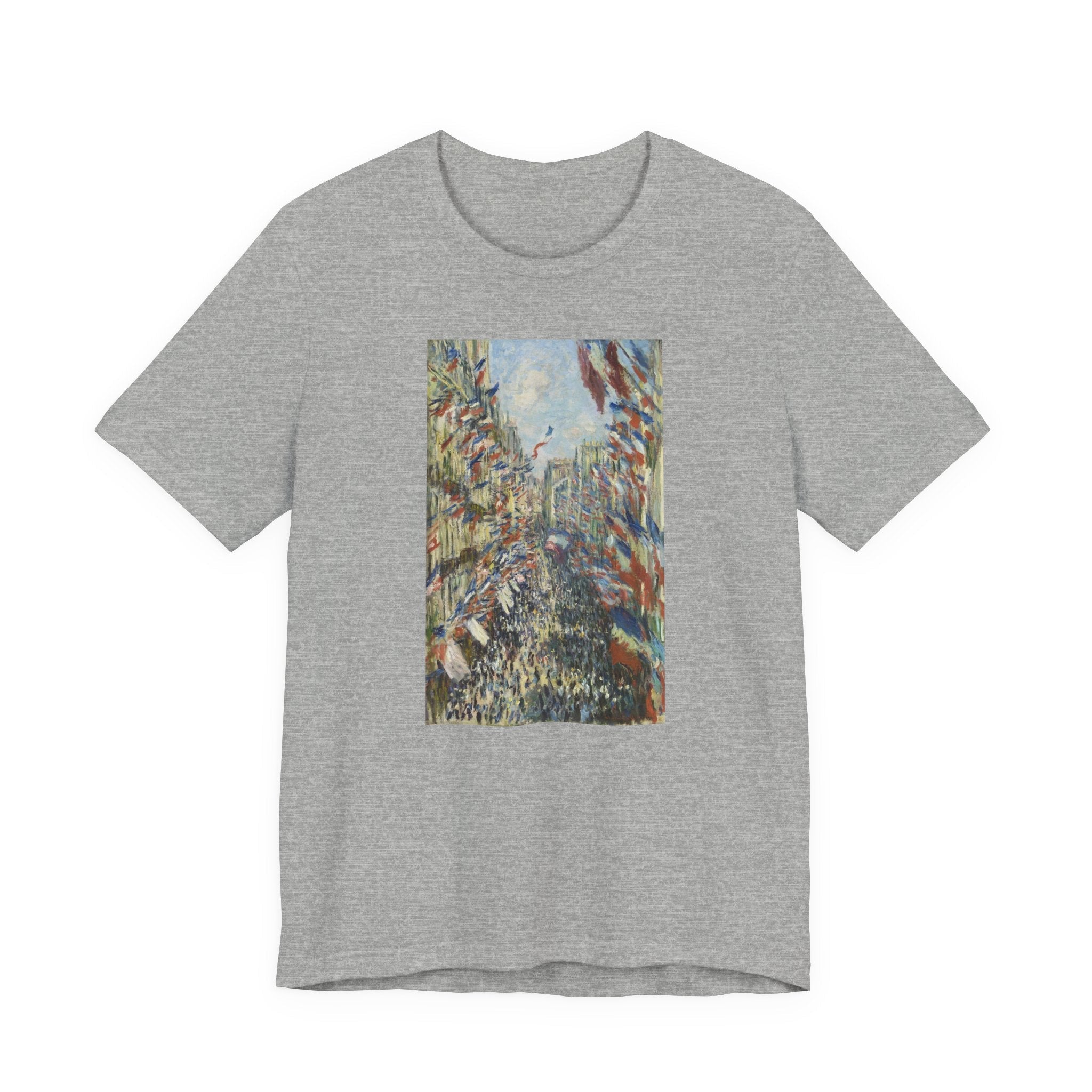 Masters of Art Claude Monet's The Rue Montorgueil in Paris Unisex Jersey Short Sleeve T-Shirt - POPvault