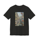 Masters of Art Claude Monet's The Rue Montorgueil in Paris Unisex Jersey Short Sleeve T-Shirt - POPvault