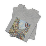 Masters of Art Claude Monet's The Rue Montorgueil in Paris Unisex Jersey Short Sleeve T-Shirt - POPvault