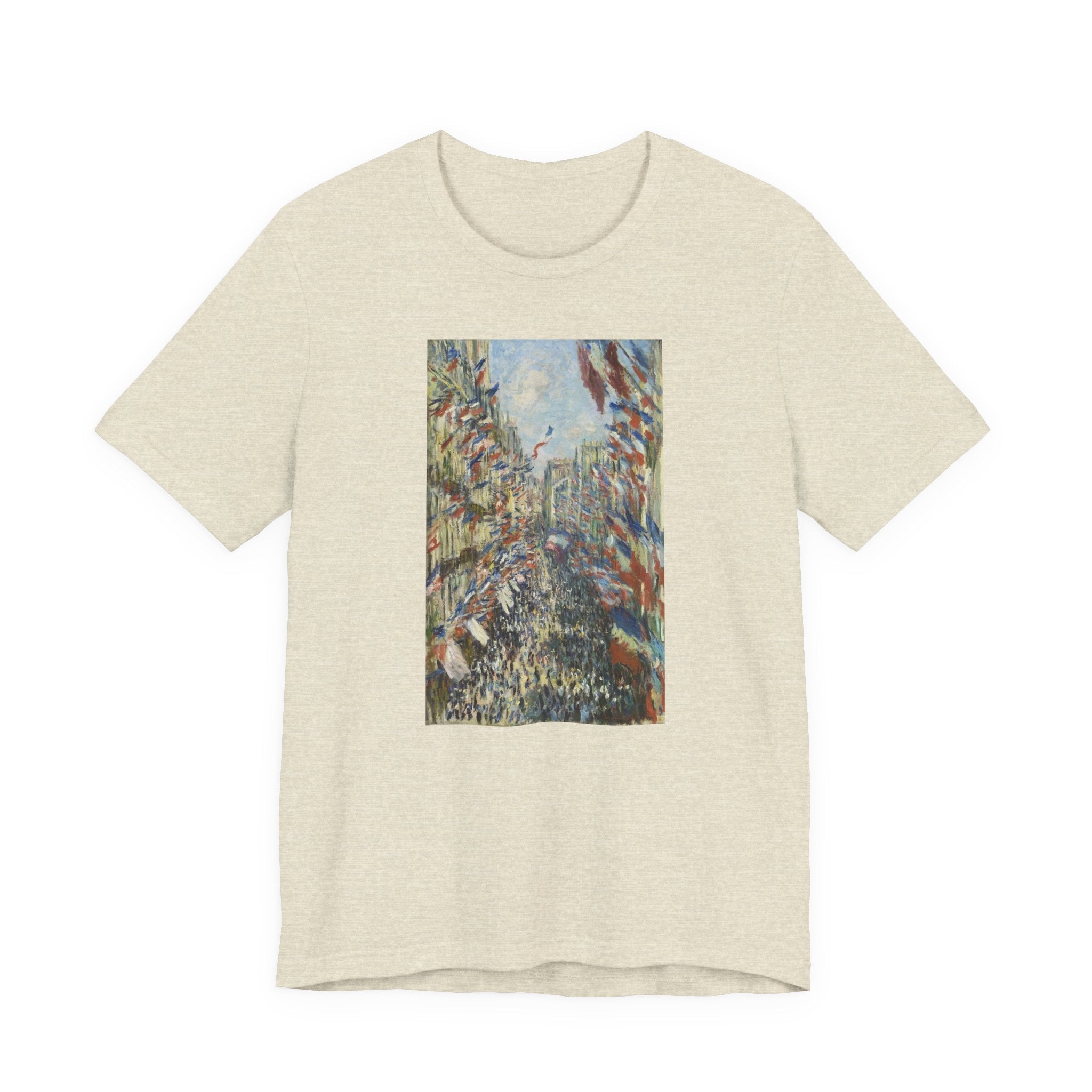Masters of Art Claude Monet's The Rue Montorgueil in Paris Unisex Jersey Short Sleeve T-Shirt - POPvault