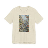 Masters of Art Claude Monet's The Rue Montorgueil in Paris Unisex Jersey Short Sleeve T-Shirt - POPvault