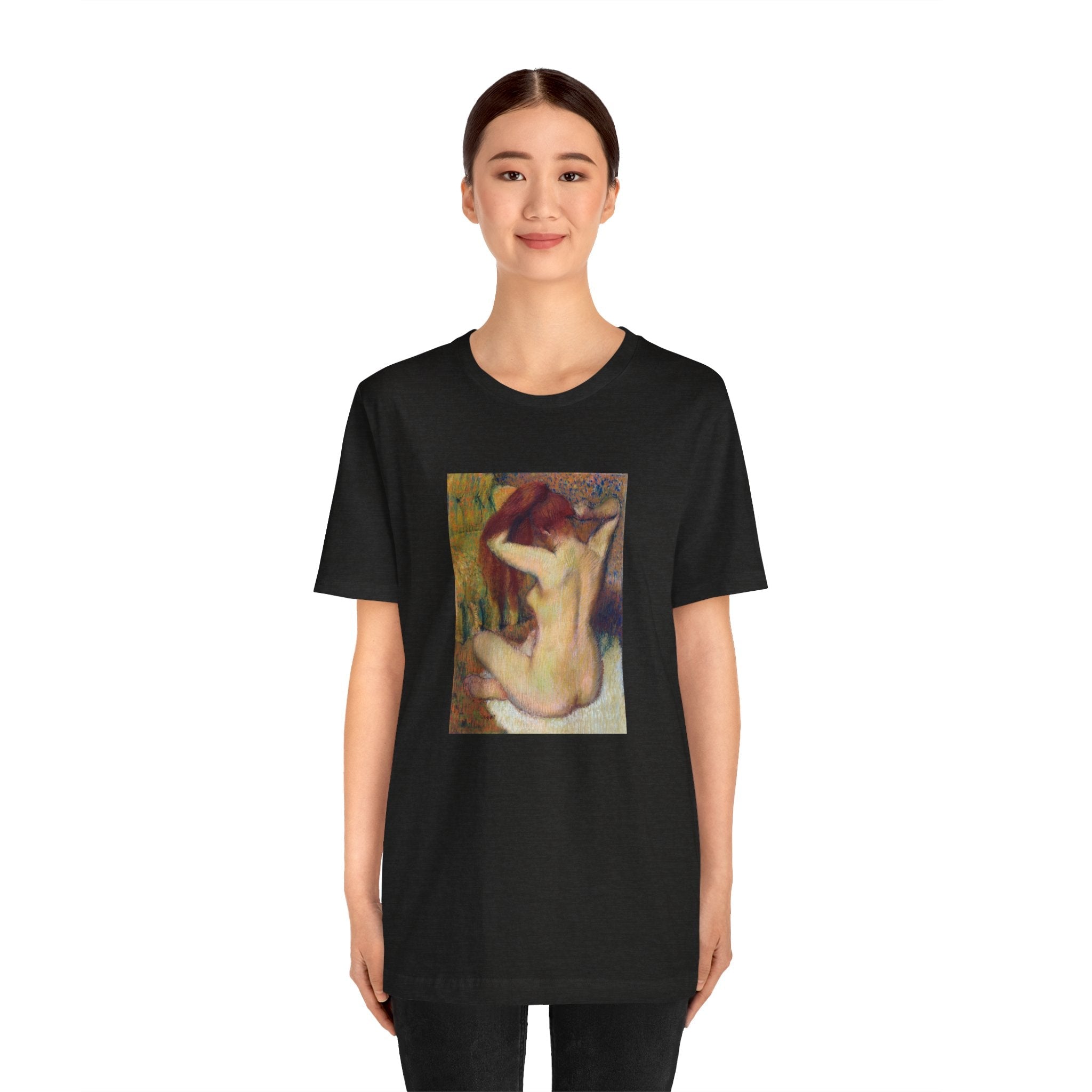 Masters of Art Edgar Degas Nude lady. Woman Combing Her Hair Unisex Jersey Short Sleeve T-Shirt - POPvault