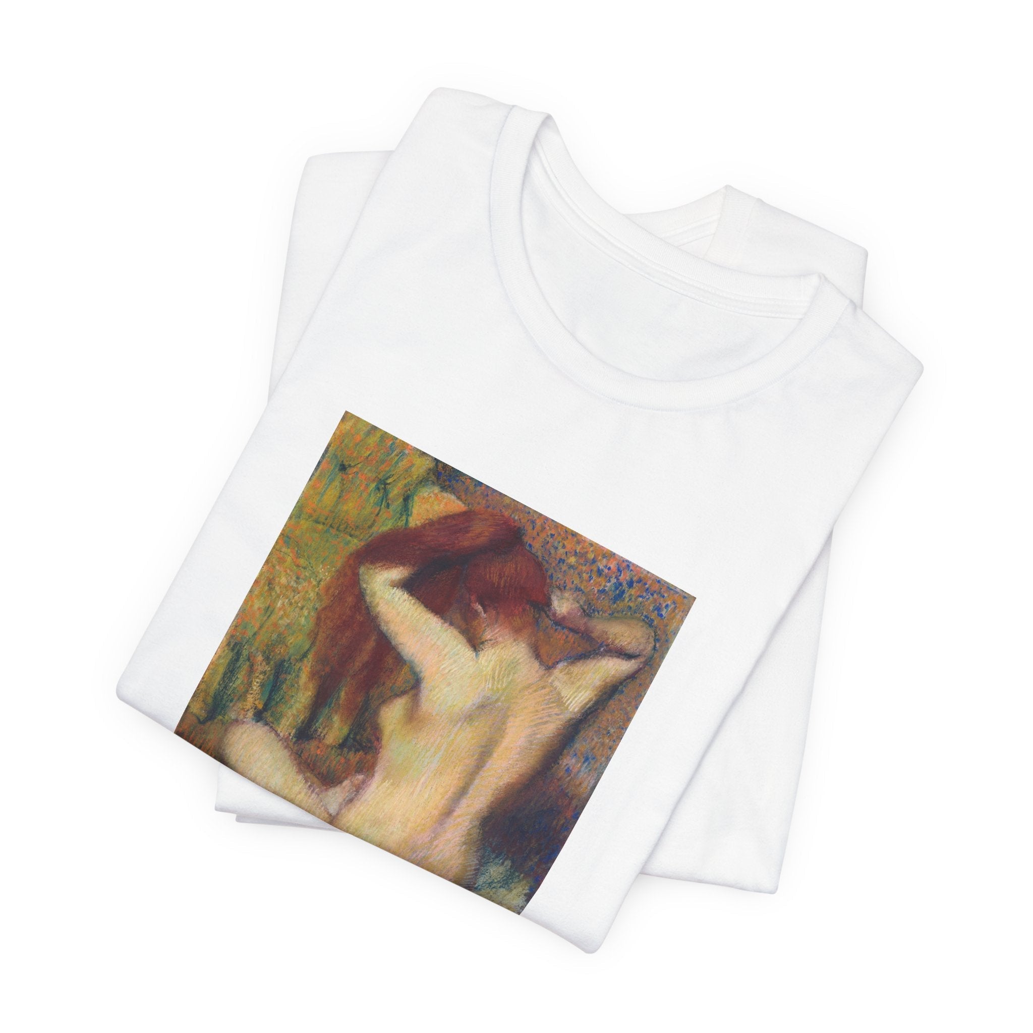 Masters of Art Edgar Degas Nude lady. Woman Combing Her Hair Unisex Jersey Short Sleeve T-Shirt - POPvault