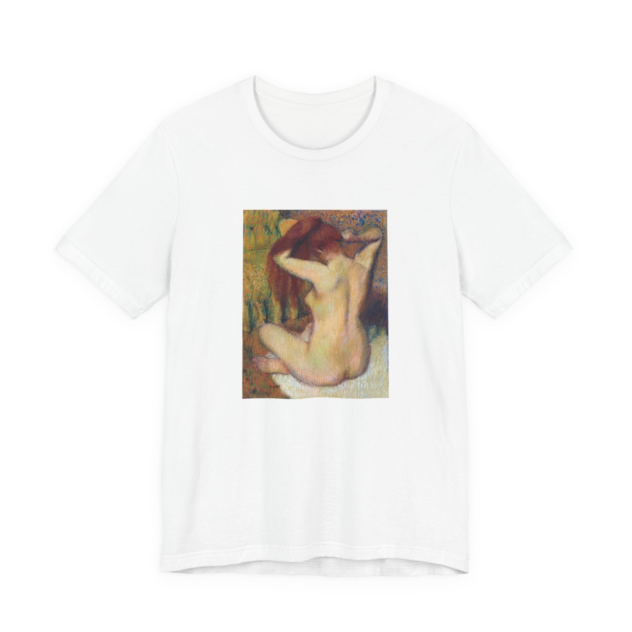 Masters of Art Edgar Degas Nude lady. Woman Combing Her Hair Unisex Jersey Short Sleeve T-Shirt - POPvault