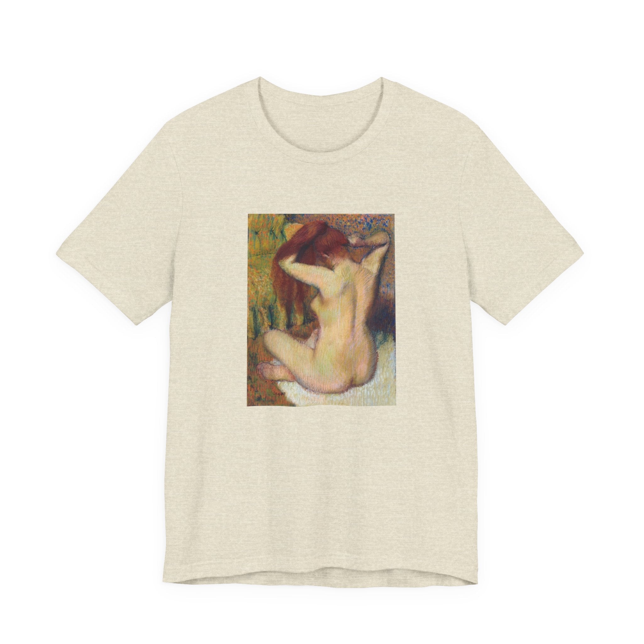 Masters of Art Edgar Degas Nude lady. Woman Combing Her Hair Unisex Jersey Short Sleeve T-Shirt - POPvault