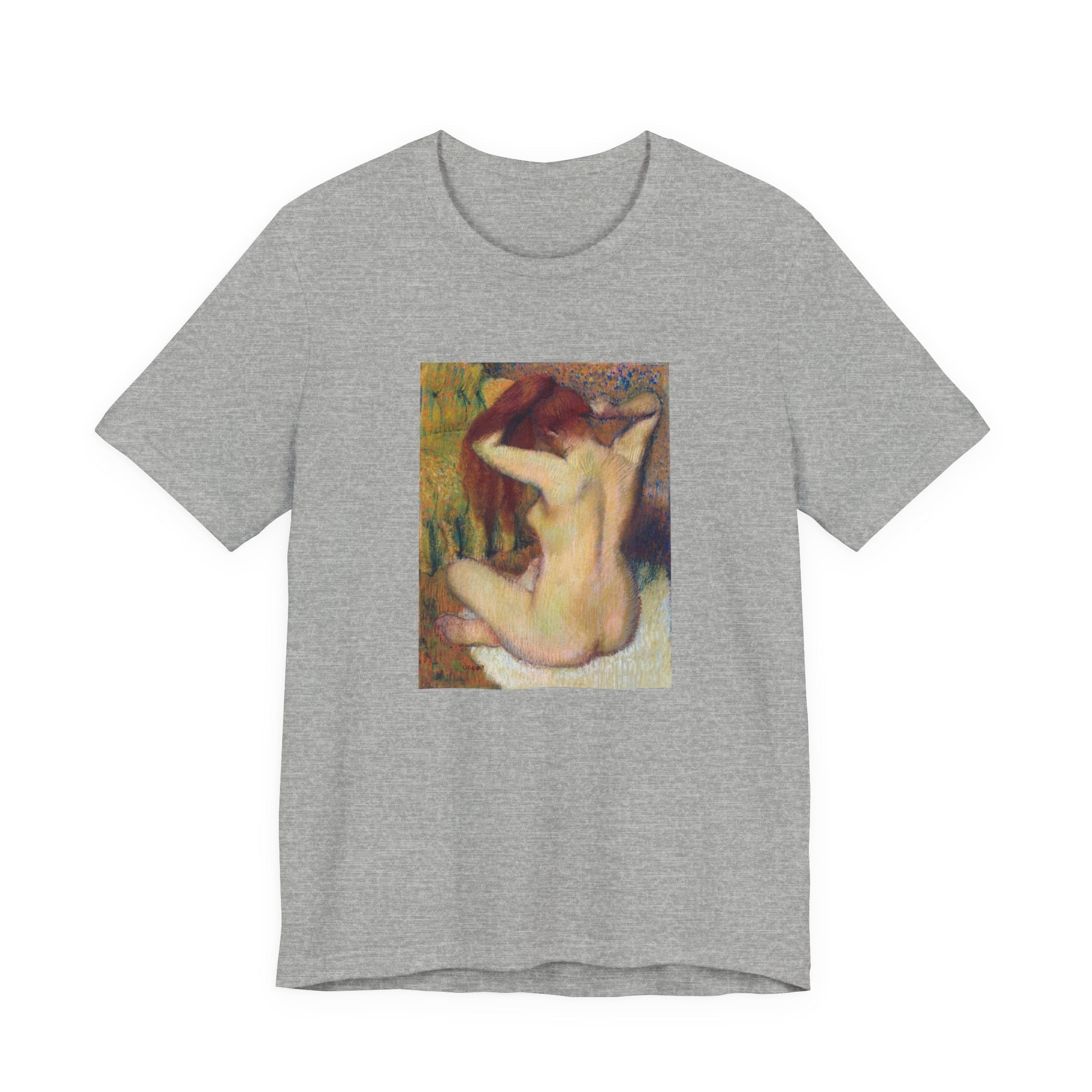Masters of Art Edgar Degas Nude lady. Woman Combing Her Hair Unisex Jersey Short Sleeve T-Shirt - POPvault