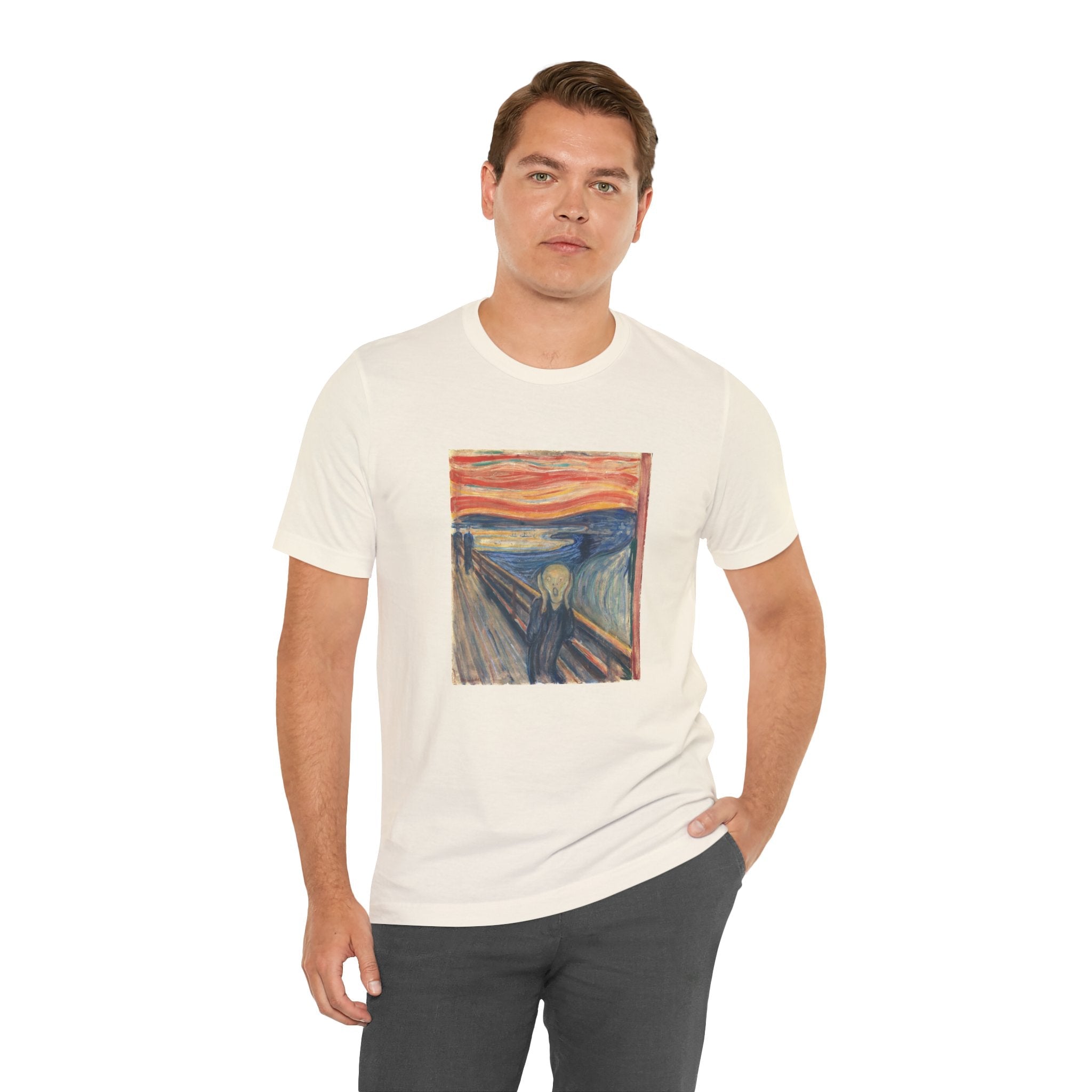 Masters of Art Edvard Munch The Scream Color Unisex Jersey Short Sleeve T-Shirt - POPvault