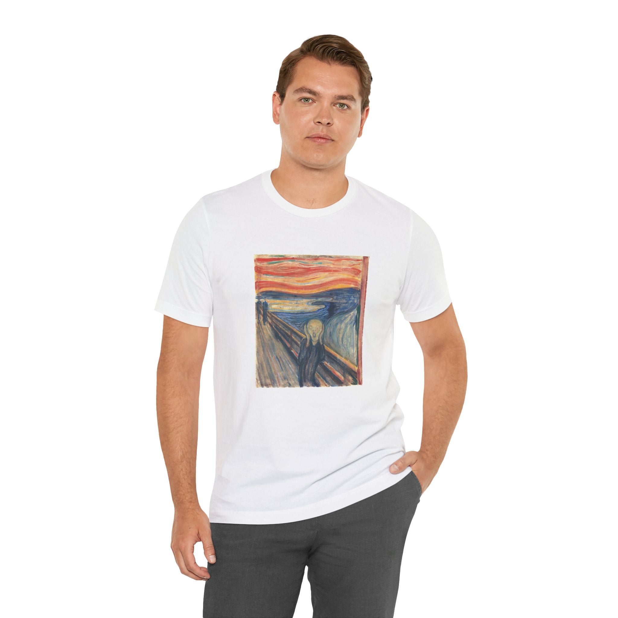 Masters of Art Edvard Munch The Scream Color Unisex Jersey Short Sleeve T-Shirt - POPvault