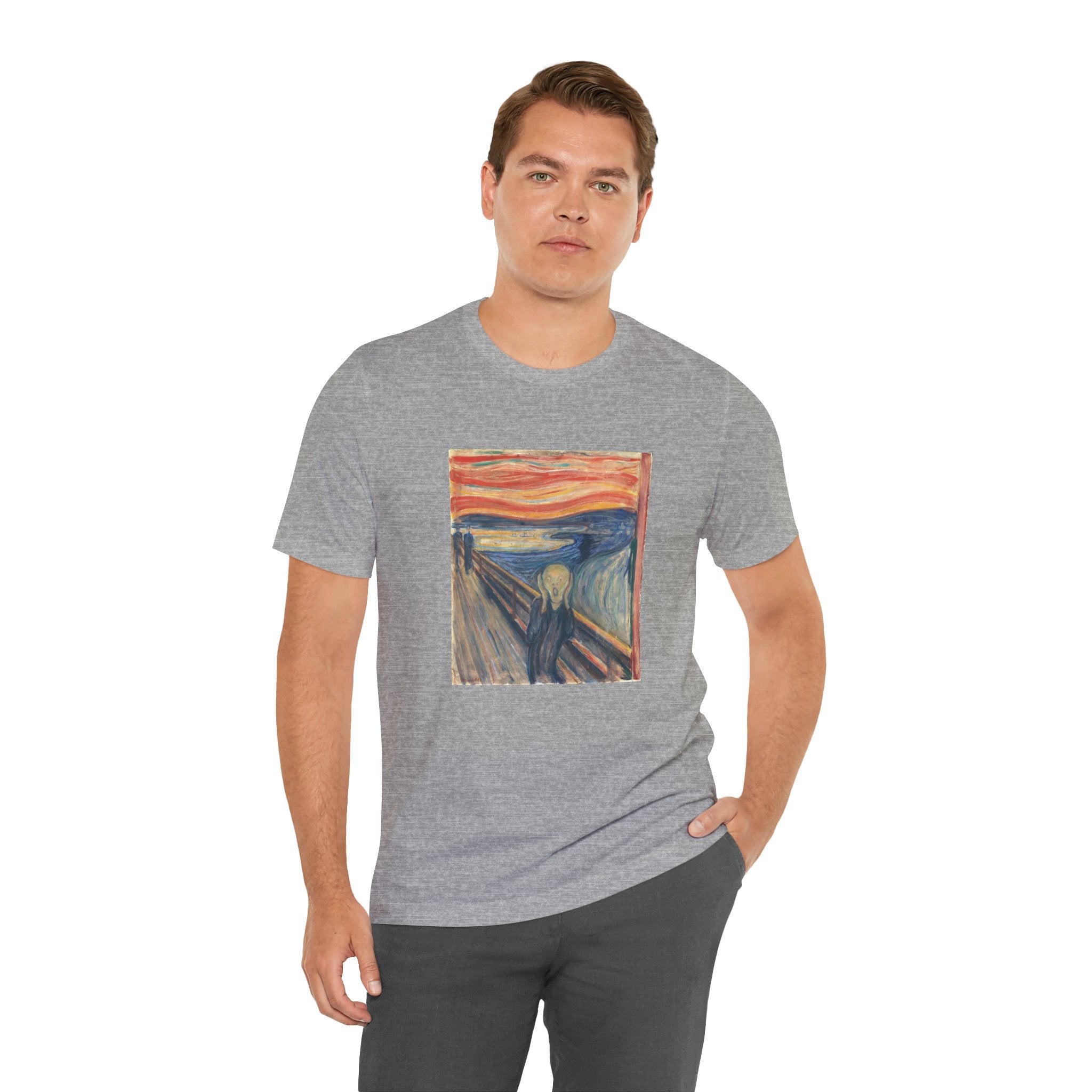 Masters of Art Edvard Munch The Scream Color Unisex Jersey Short Sleeve T-Shirt - POPvault