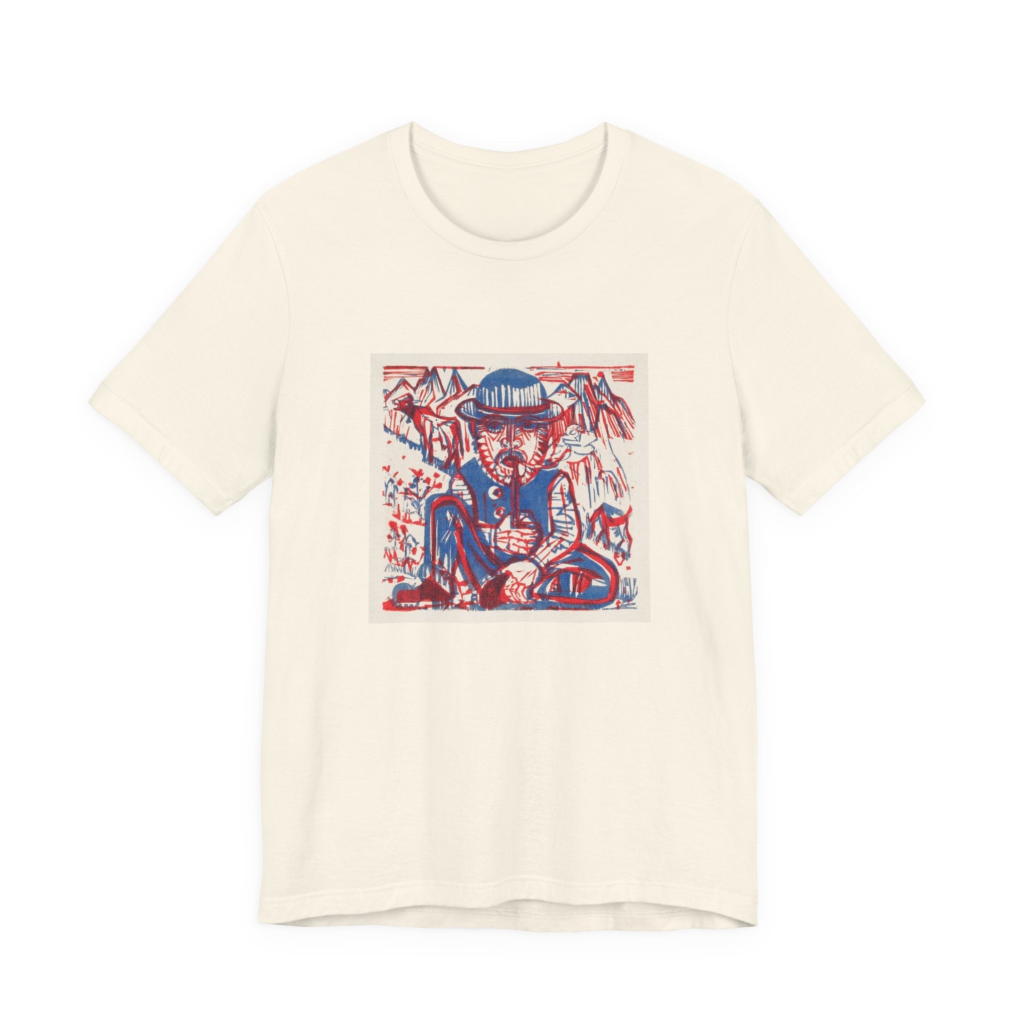 Masters of Art Ernst Ludwig Kirchner Smoking Peasant Unisex Jersey Short Sleeve T-Shirt - POPvault