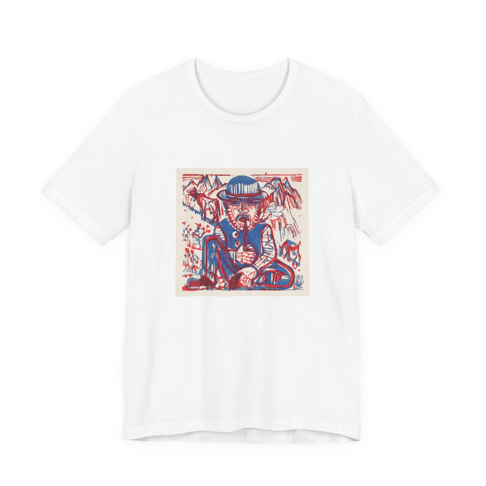 Masters of Art Ernst Ludwig Kirchner Smoking Peasant Unisex Jersey Short Sleeve T-Shirt - POPvault