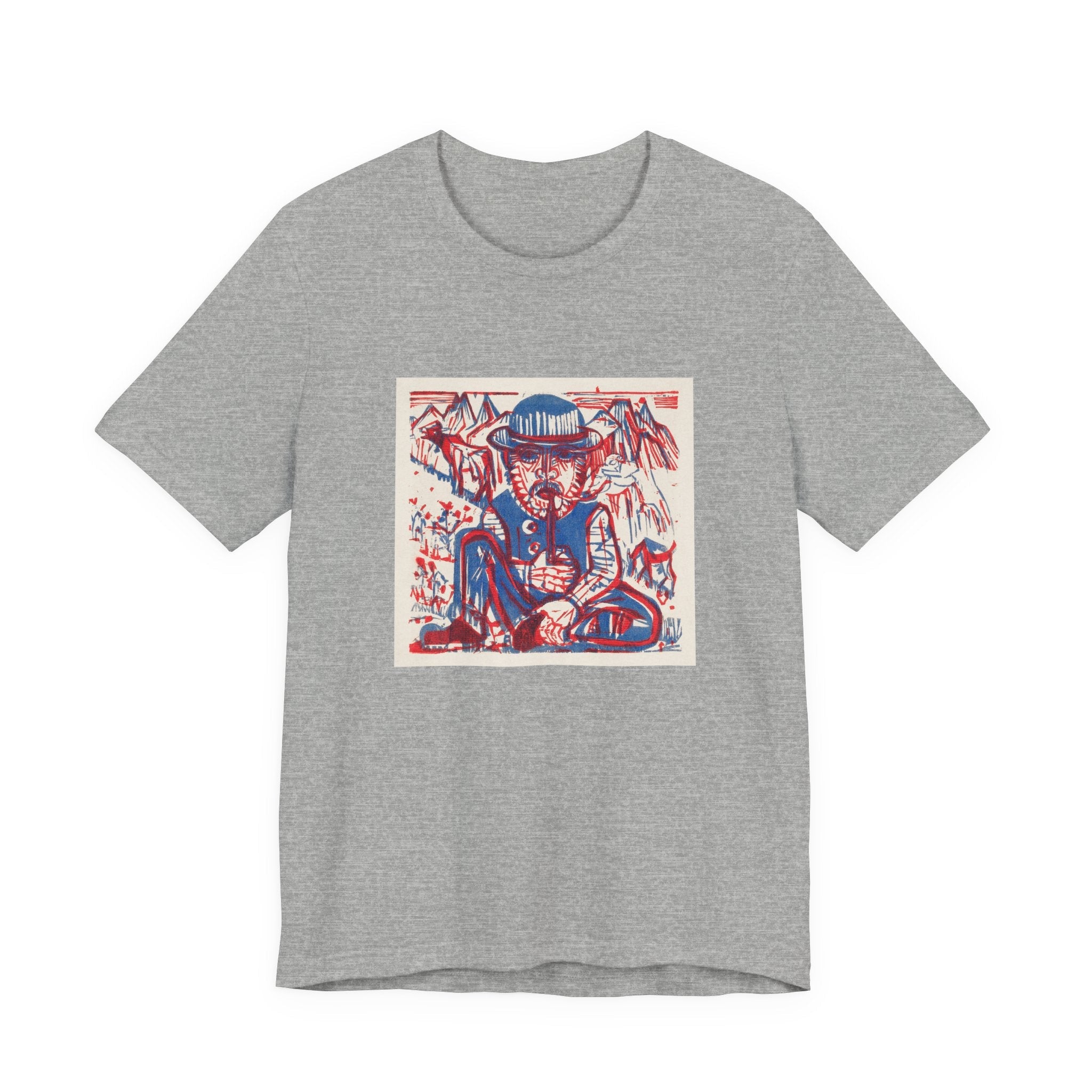 Masters of Art Ernst Ludwig Kirchner Smoking Peasant Unisex Jersey Short Sleeve T-Shirt - POPvault