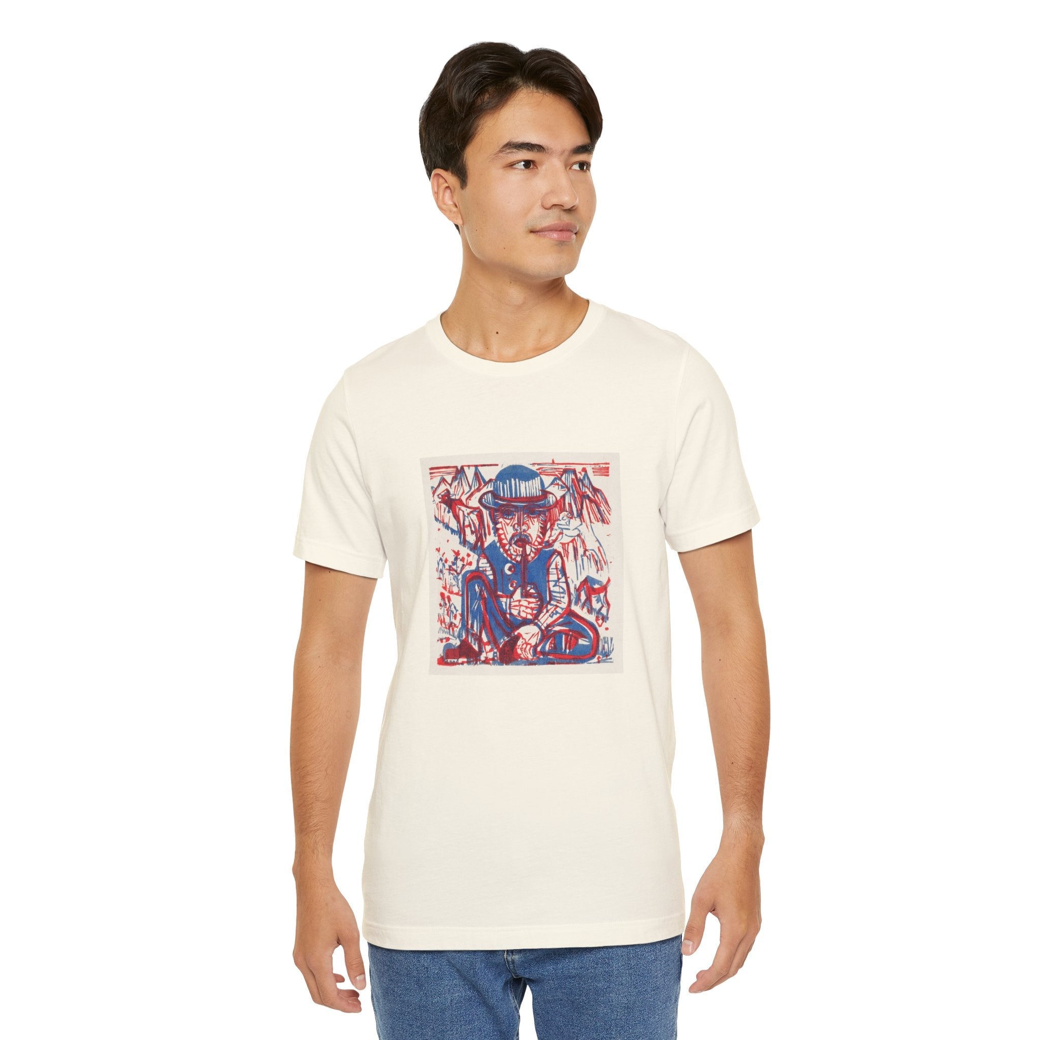 Masters of Art Ernst Ludwig Kirchner Smoking Peasant Unisex Jersey Short Sleeve T-Shirt - POPvault
