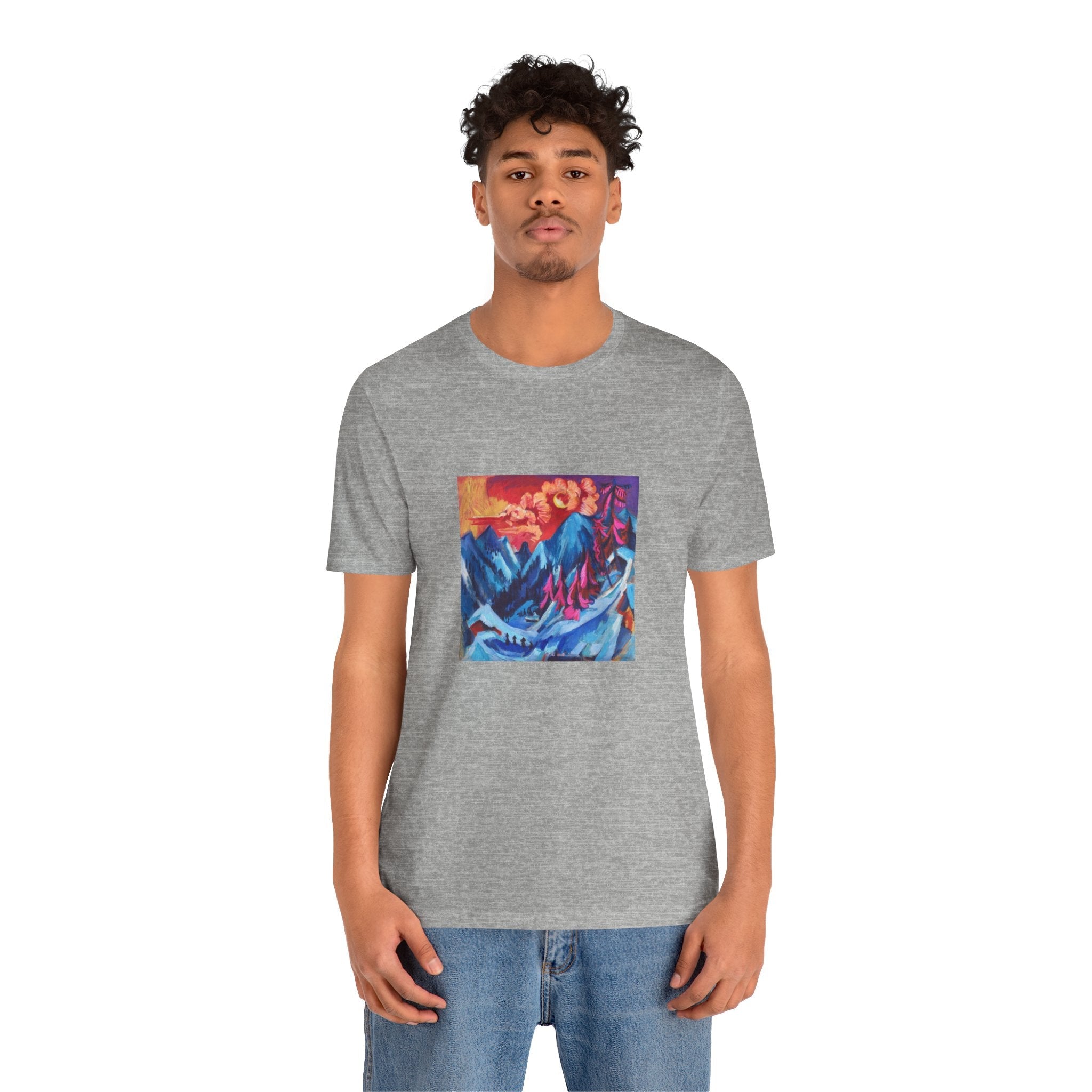 Masters of Art Ernst Ludwig Kirchner Winter Landscape in Moonlight Unisex Jersey Short Sleeve T-Shirt - POPvault