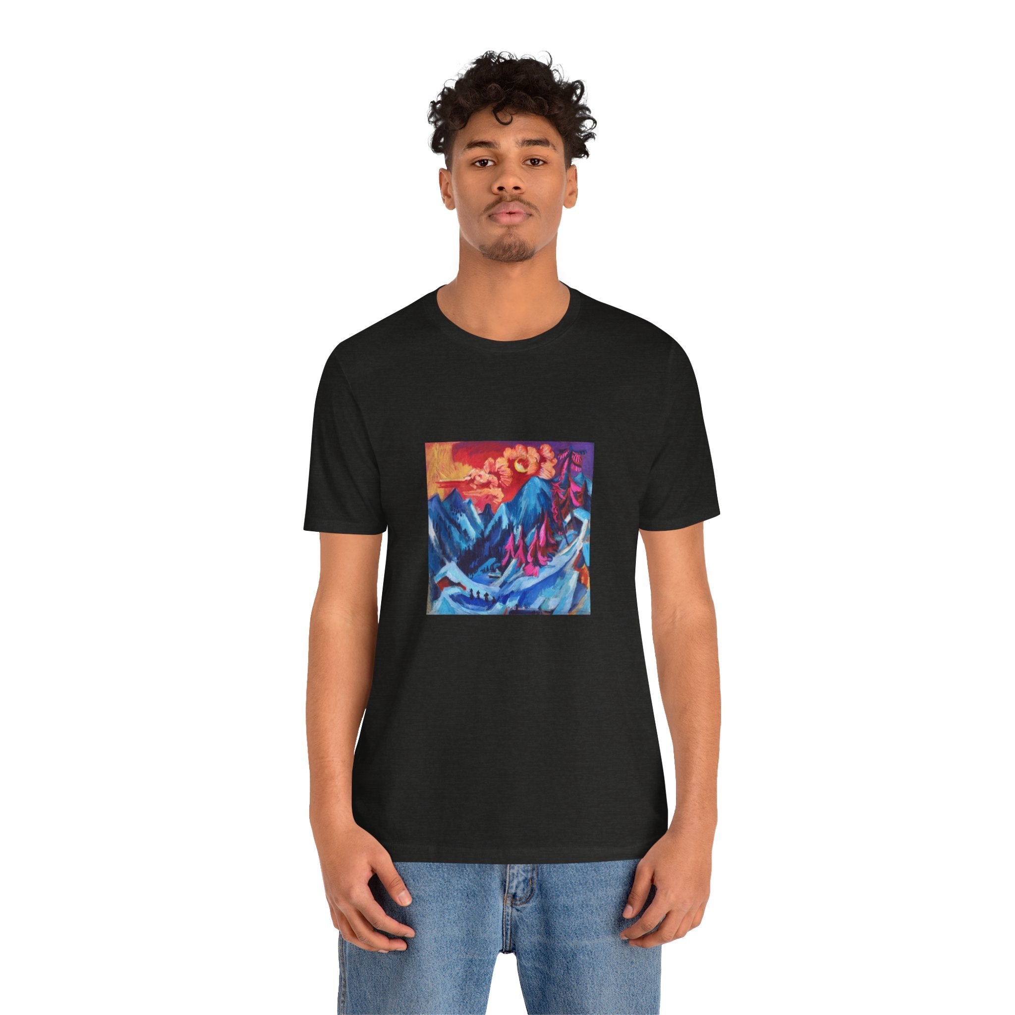 Masters of Art Ernst Ludwig Kirchner Winter Landscape in Moonlight Unisex Jersey Short Sleeve T-Shirt - POPvault