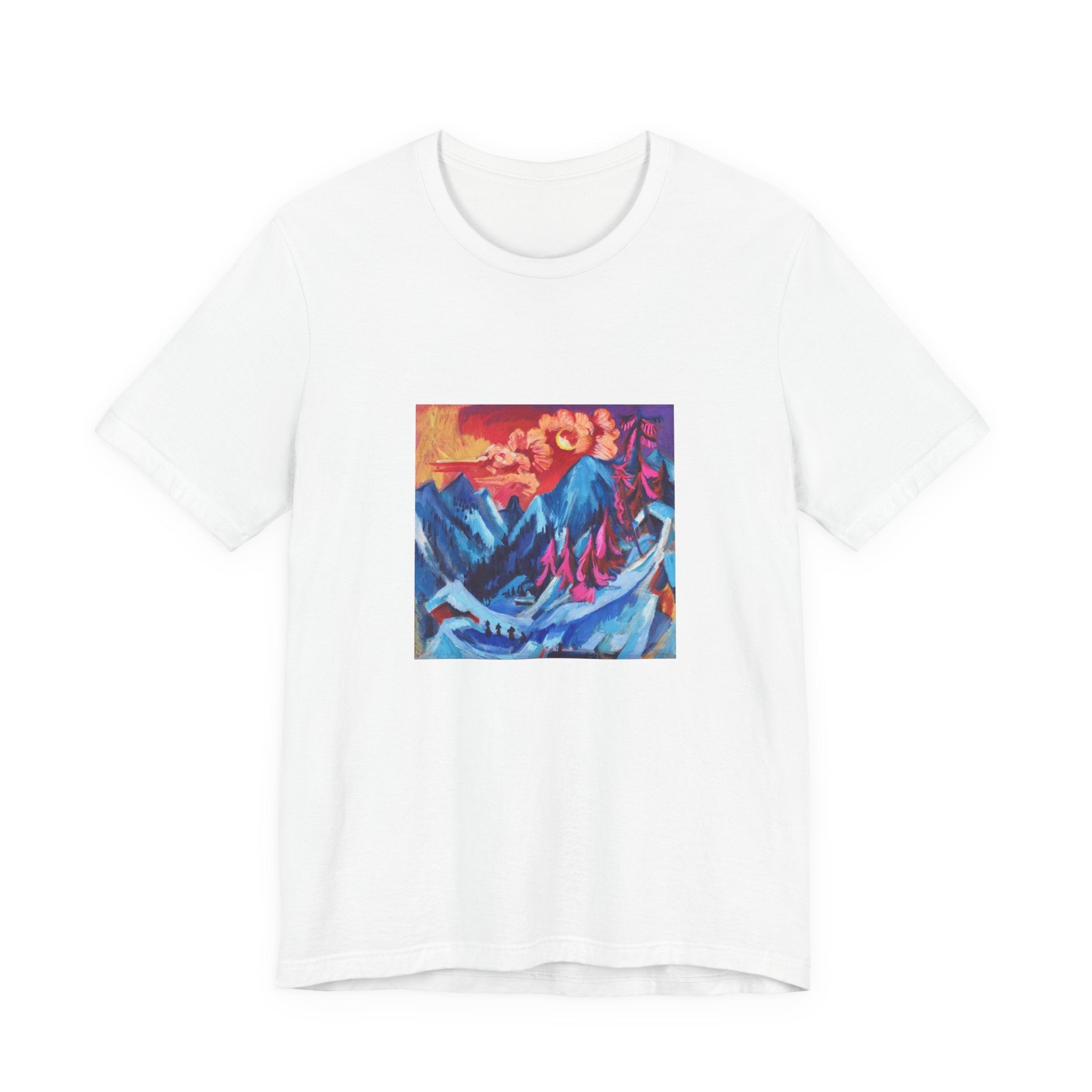 Masters of Art Ernst Ludwig Kirchner Winter Landscape in Moonlight Unisex Jersey Short Sleeve T-Shirt - POPvault