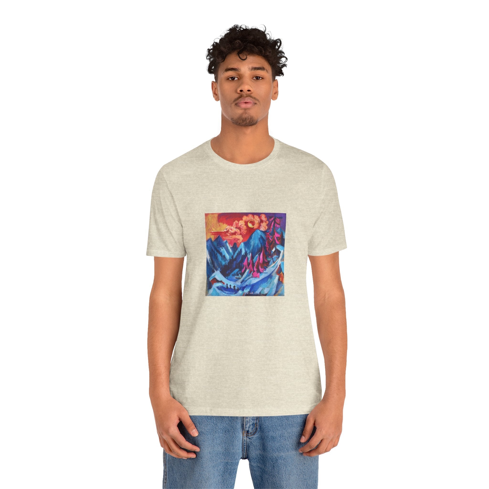 Masters of Art Ernst Ludwig Kirchner Winter Landscape in Moonlight Unisex Jersey Short Sleeve T-Shirt - POPvault