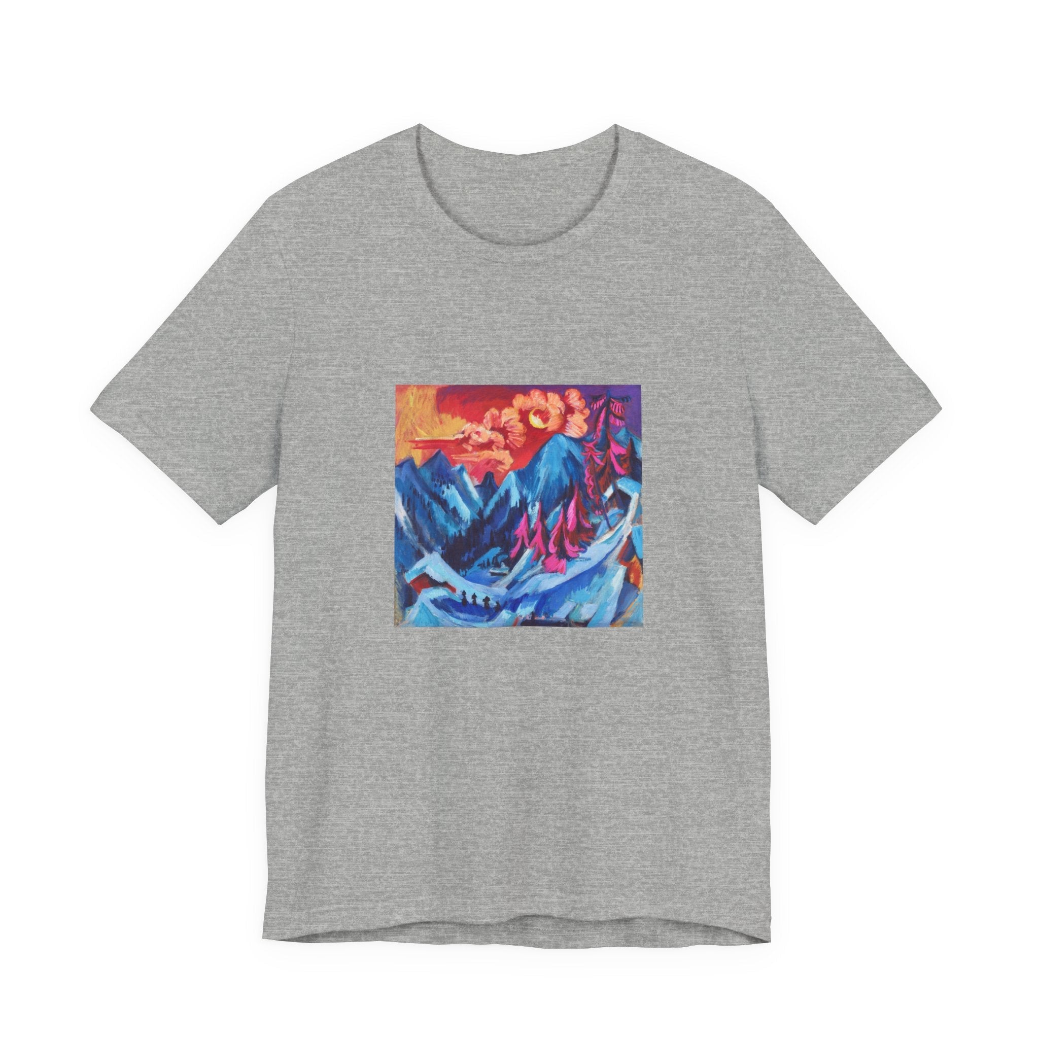 Masters of Art Ernst Ludwig Kirchner Winter Landscape in Moonlight Unisex Jersey Short Sleeve T-Shirt - POPvault