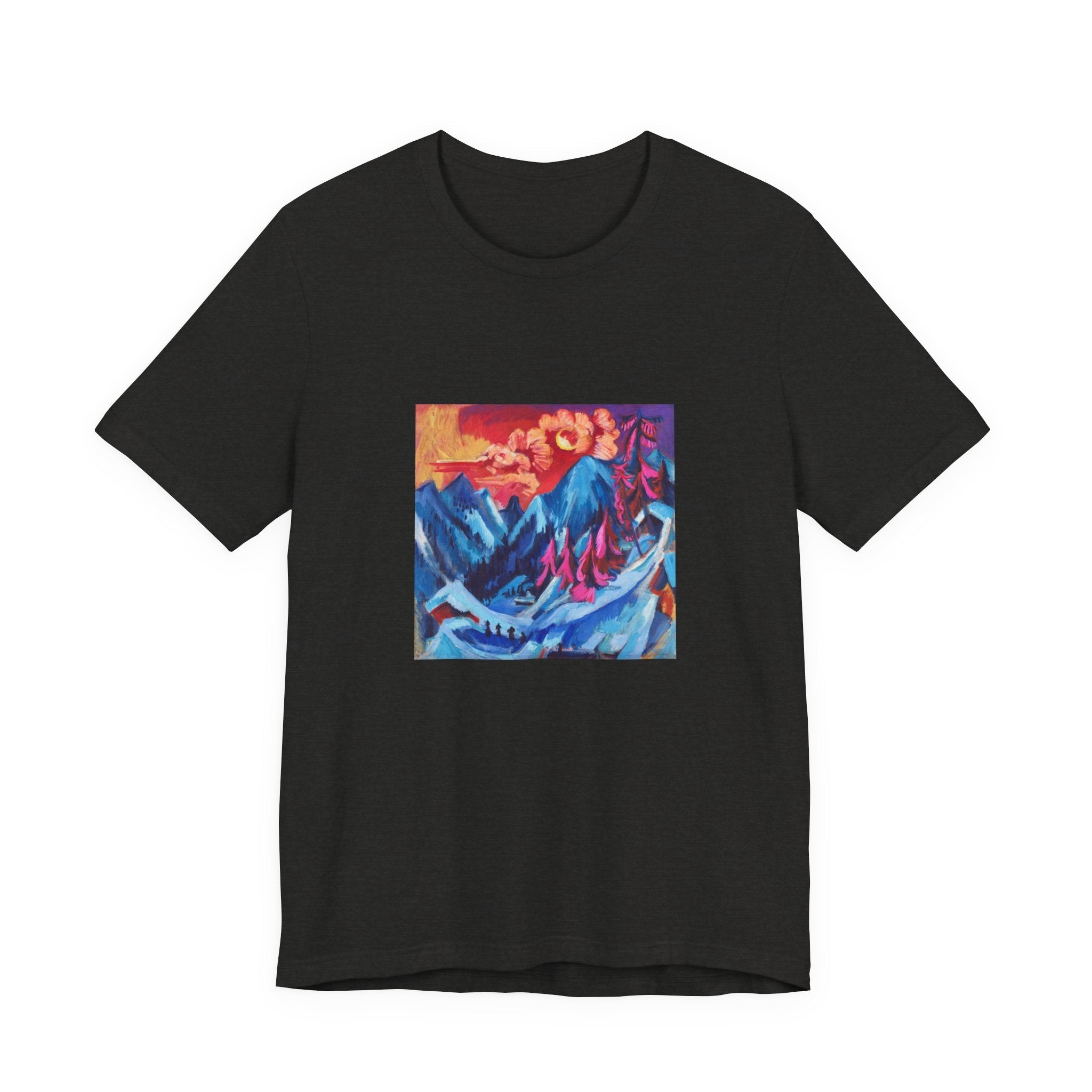Masters of Art Ernst Ludwig Kirchner Winter Landscape in Moonlight Unisex Jersey Short Sleeve T-Shirt - POPvault