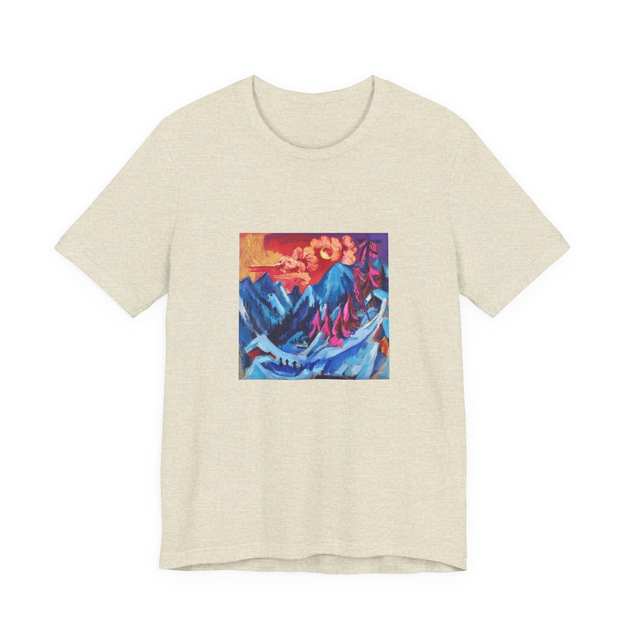 Masters of Art Ernst Ludwig Kirchner Winter Landscape in Moonlight Unisex Jersey Short Sleeve T-Shirt - POPvault