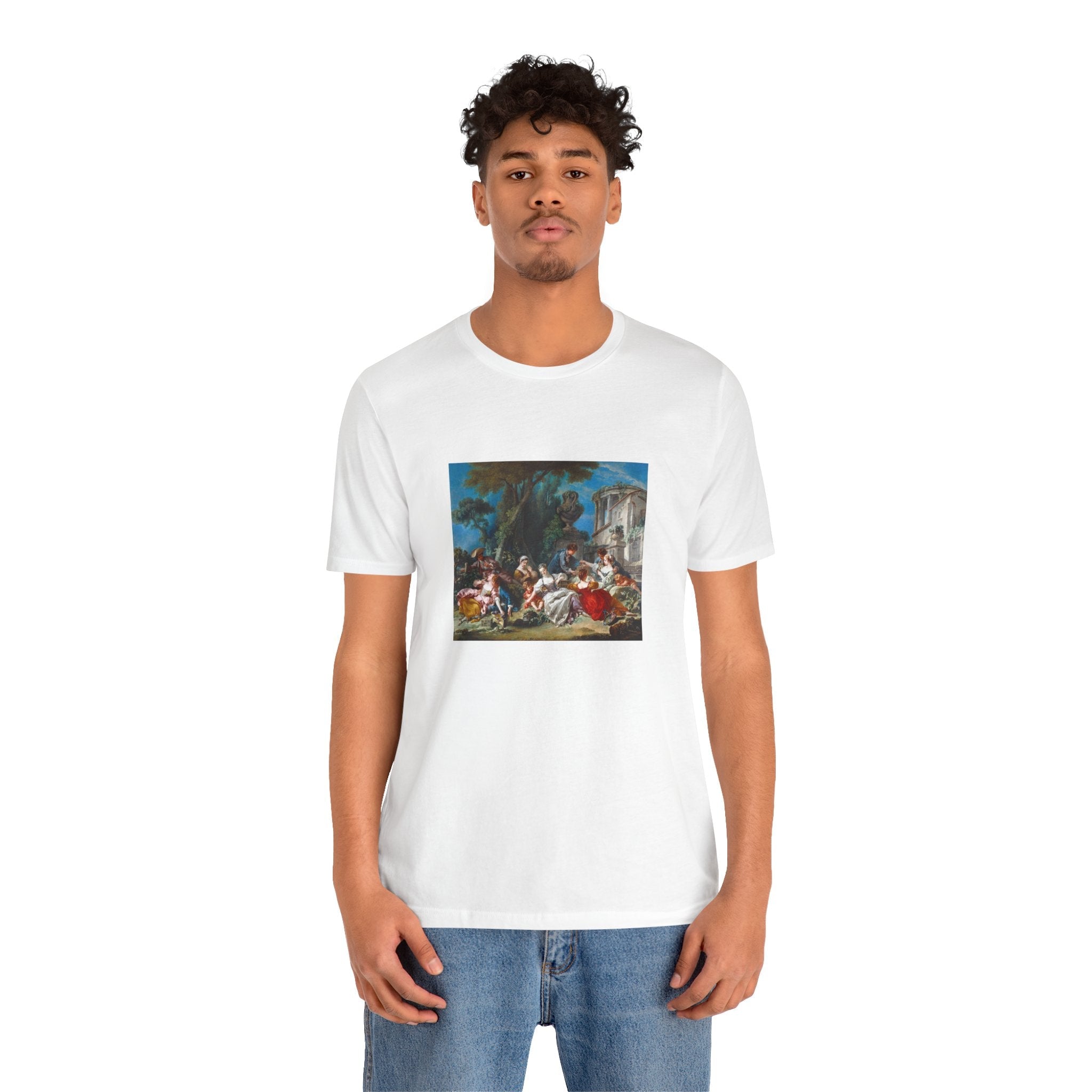 Masters of Art Francois Boucher's The Bird Catchers Unisex Jersey Short Sleeve T-Shirt - POPvault