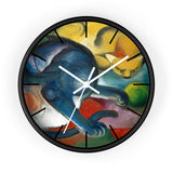 Masters of Art Franz Marc Two Cats, Blue and Yellow Premium Wall Clock - POPvault