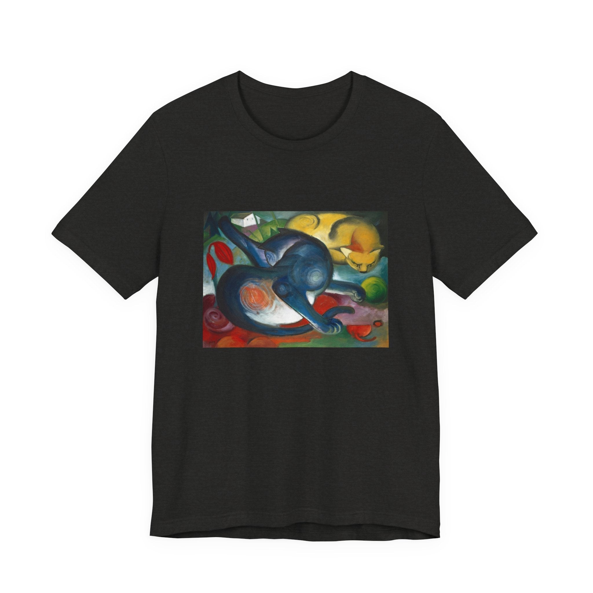 Masters of Art Franz Marc Two cats, blue and yellow Unisex Jersey Short Sleeve T-Shirt - POPvault
