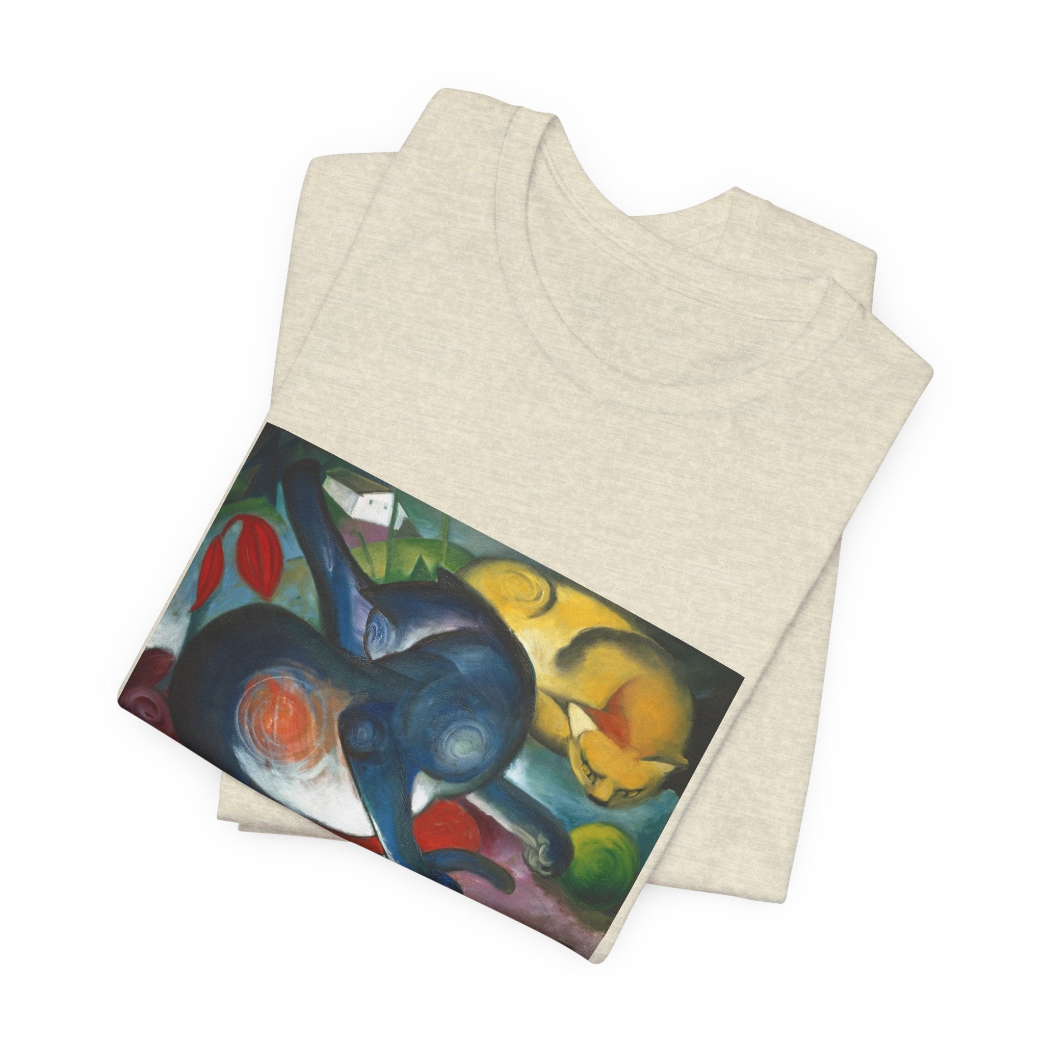 Masters of Art Franz Marc Two cats, blue and yellow Unisex Jersey Short Sleeve T-Shirt - POPvault