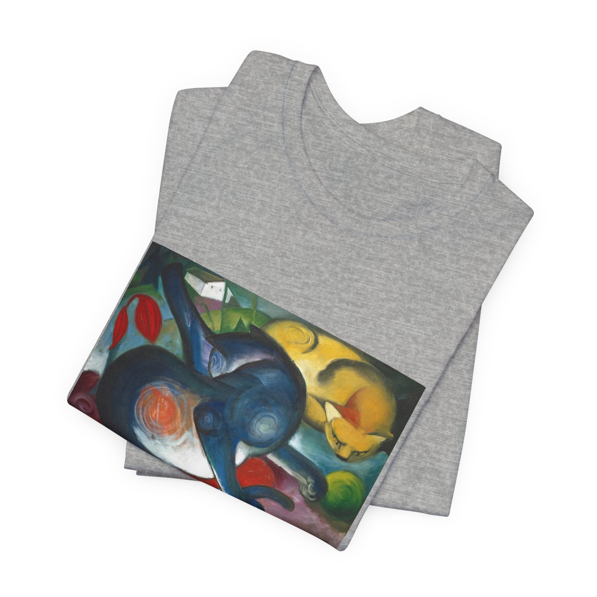 Masters of Art Franz Marc Two cats, blue and yellow Unisex Jersey Short Sleeve T-Shirt - POPvault