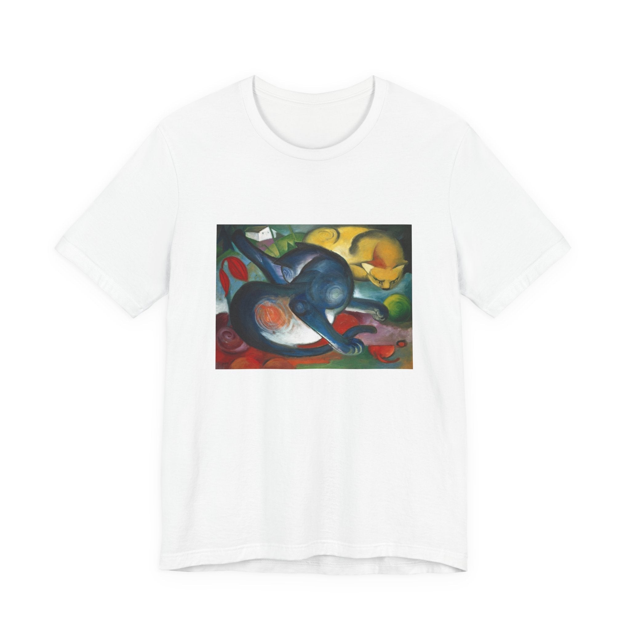 Masters of Art Franz Marc Two cats, blue and yellow Unisex Jersey Short Sleeve T-Shirt - POPvault