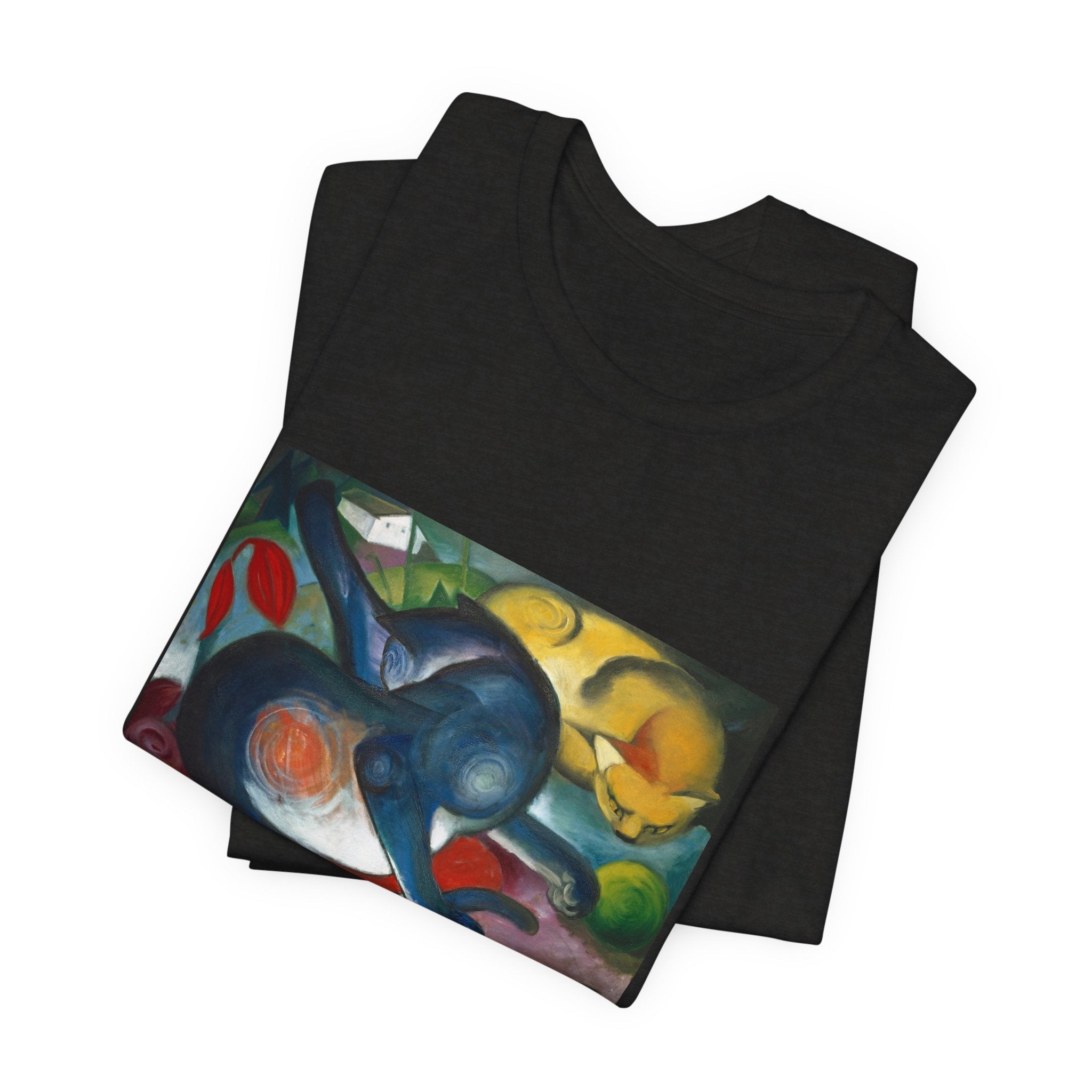Masters of Art Franz Marc Two cats, blue and yellow Unisex Jersey Short Sleeve T-Shirt - POPvault