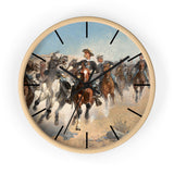 Masters of Art Frederic Remington Dismounted: The Fourth Troopers Moving the Led Horses Premium Wall Clock - POPvault