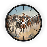Masters of Art Frederic Remington Dismounted: The Fourth Troopers Moving the Led Horses Premium Wall Clock - POPvault