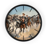 Masters of Art Frederic Remington Dismounted: The Fourth Troopers Moving the Led Horses Premium Wall Clock - POPvault