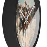 Masters of Art Frederic Remington Dismounted: The Fourth Troopers Moving the Led Horses Premium Wall Clock - POPvault