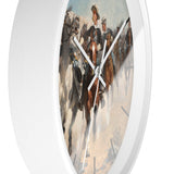 Masters of Art Frederic Remington Dismounted: The Fourth Troopers Moving the Led Horses Premium Wall Clock - POPvault