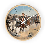 Masters of Art Frederic Remington Dismounted: The Fourth Troopers Moving the Led Horses Premium Wall Clock - POPvault