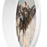 Masters of Art Frederic Remington Dismounted: The Fourth Troopers Moving the Led Horses Premium Wall Clock - POPvault
