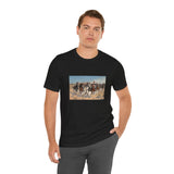Masters of Art Frederic Remington Dismounted: The Fourth Troopers Moving the Led Horses Unisex Jersey Short Sleeve T-Shirt - POPvault