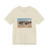 Masters of Art Frederic Remington Dismounted: The Fourth Troopers Moving the Led Horses Unisex Jersey Short Sleeve T-Shirt - POPvault